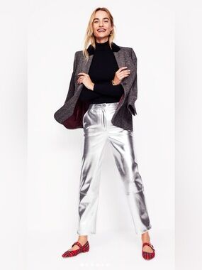 Boden Silver Metallic Straight Leg Pants US 12